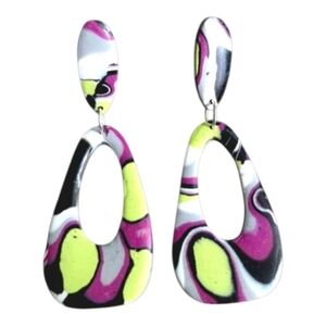 Modern Dangle Earrings, Artisan Made Mokume Gane Earrings